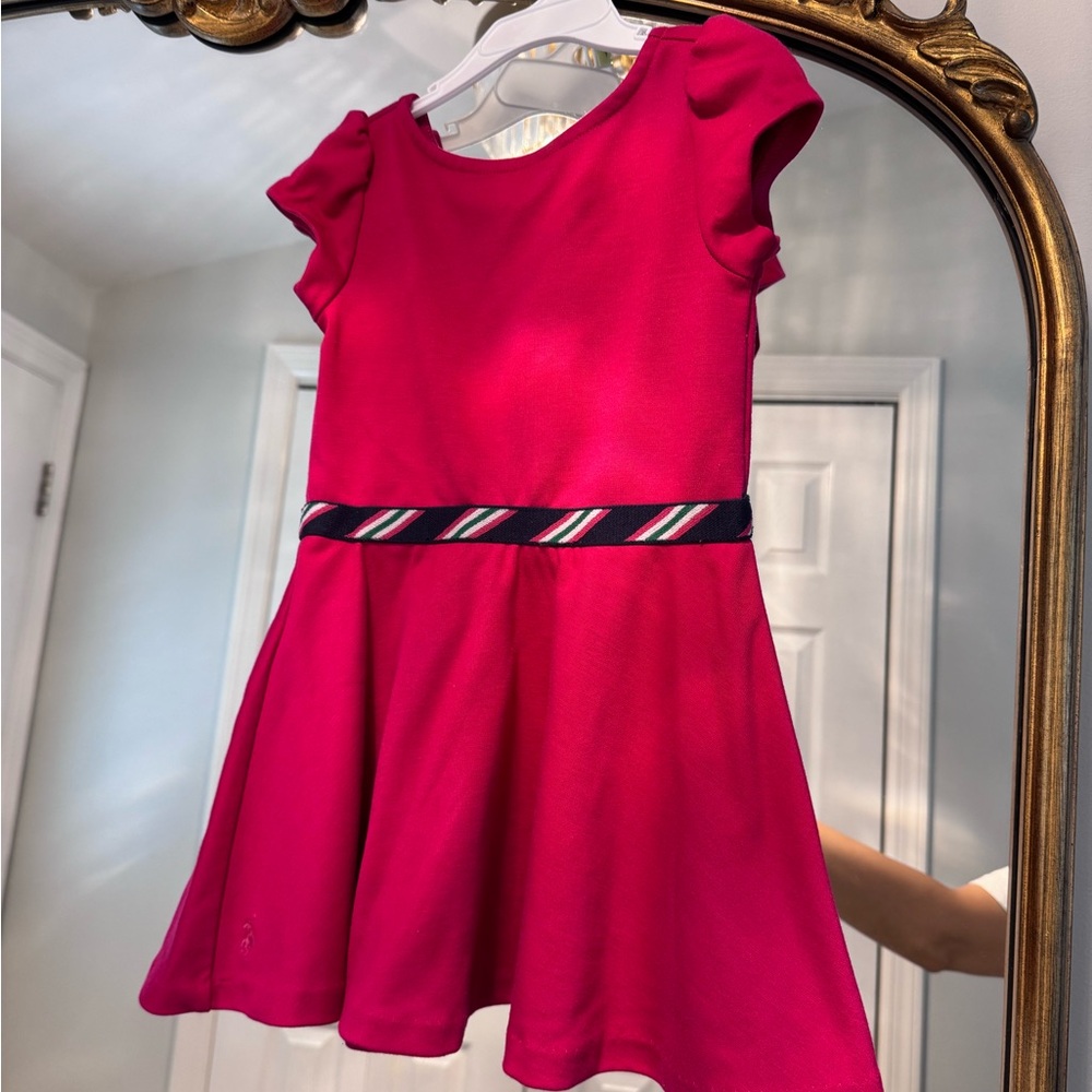 Polo by Ralph Lauren Pink Fit and Flare Dress with Flutter Sleeves
